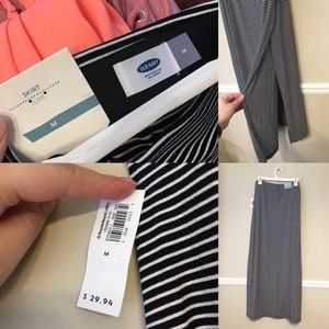 Black and white striped maxi skirt